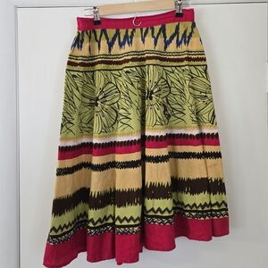 Studio West 100% Cotton Bright Floral Flowy Skirt Size M